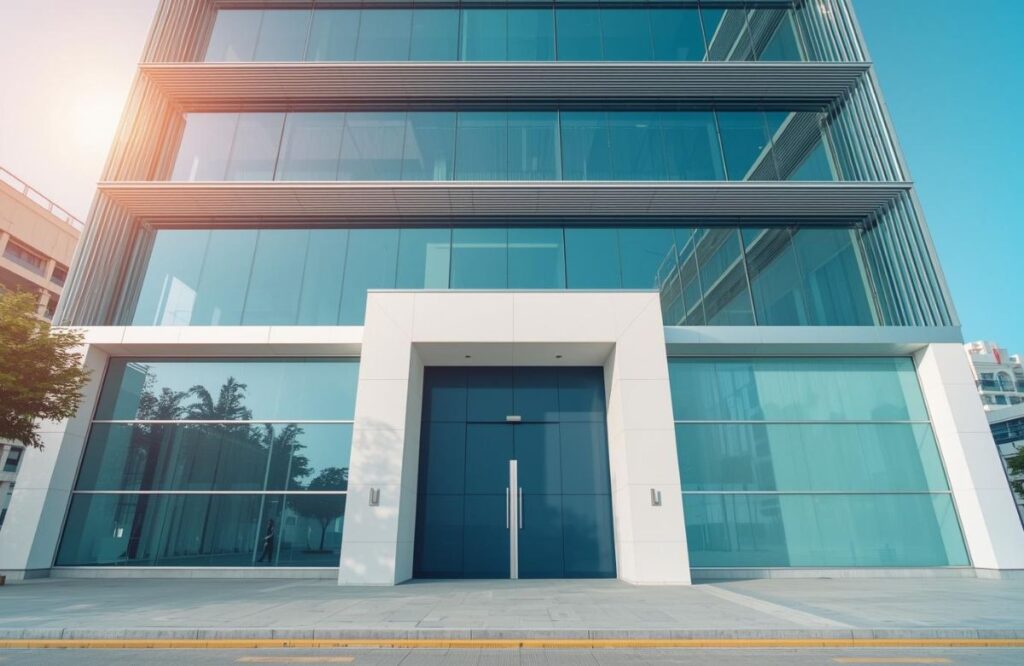 Professional Blue Accent Commercial Exterior